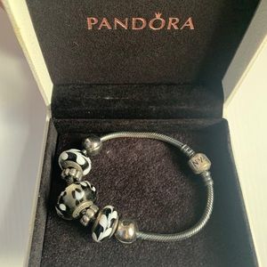 In Box Pandora Complete 7.5 Oxidized Bracelet